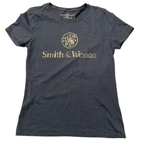 Smith & Wesson Women's Graphic T Shirt Gray Gun Logo Short Sleeve Tee